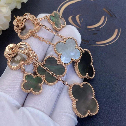 [Sophire Jewelry ]CLOVER EARRINGS DARK MOP 4 MOTIFS ROSE GOLD
