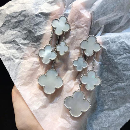 [Sophire Jewelry ]CLOVER EARRINGS WHITE MOP 4 MOTIFS SILVER