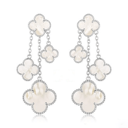[Sophire Jewelry ]CLOVER EARRINGS WHITE MOP 4 MOTIFS SILVER