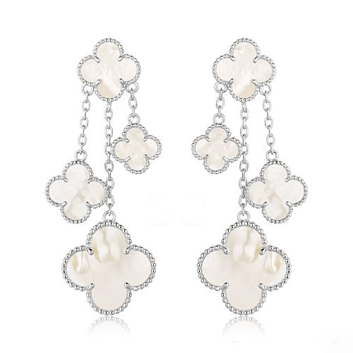 [Sophire Jewelry ]CLOVER EARRINGS WHITE MOP 4 MOTIFS SILVER