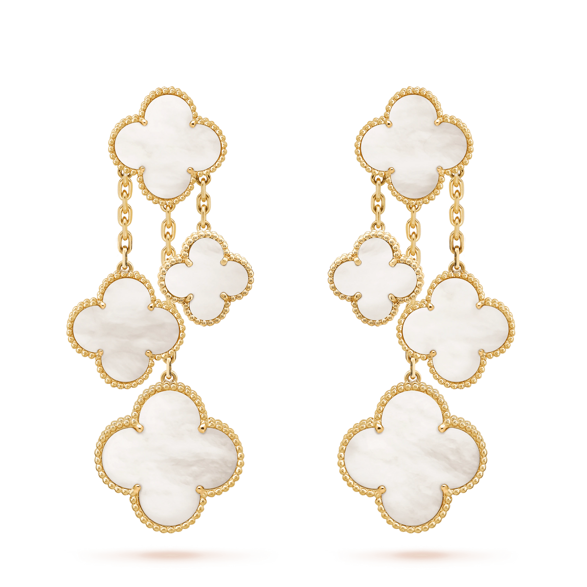 [Sophire Jewelry ]CLOVER EARRINGS WHITE MOP 4 MOTIFS GOLD