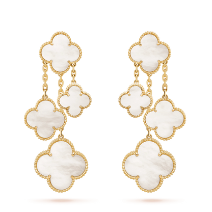 [Sophire Jewelry ]CLOVER EARRINGS WHITE MOP 4 MOTIFS GOLD