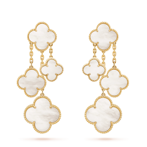 [Sophire Jewelry ]CLOVER EARRINGS WHITE MOP 4 MOTIFS GOLD