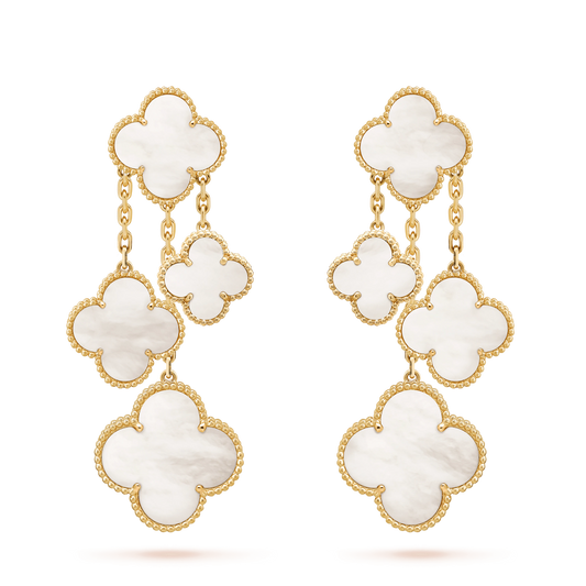 [Sophire Jewelry ]CLOVER EARRINGS WHITE MOP 4 MOTIFS GOLD