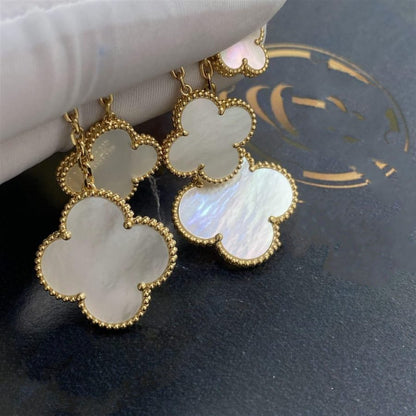 [Sophire Jewelry ]CLOVER EARRINGS WHITE MOP 4 MOTIFS GOLD