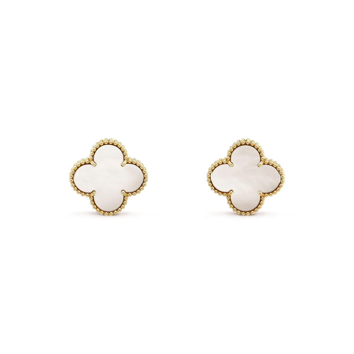 [Sophire Jewelry ]CLOVER MEDIUM 1 MOTIFS  WHITE MOP STUD EARRINGS