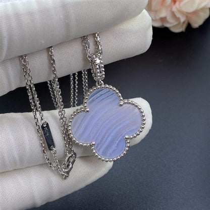 [Sophire Jewelry ]CLOVER SILVER CHALCEDONY BIG CLOVER NECKLACE