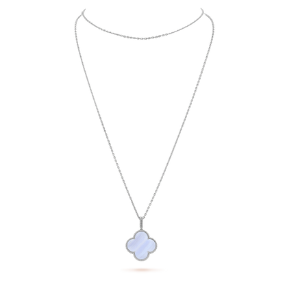 [Sophire Jewelry ]CLOVER SILVER CHALCEDONY BIG CLOVER NECKLACE