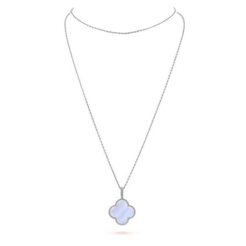 [Sophire Jewelry ]CLOVER SILVER CHALCEDONY BIG CLOVER NECKLACE