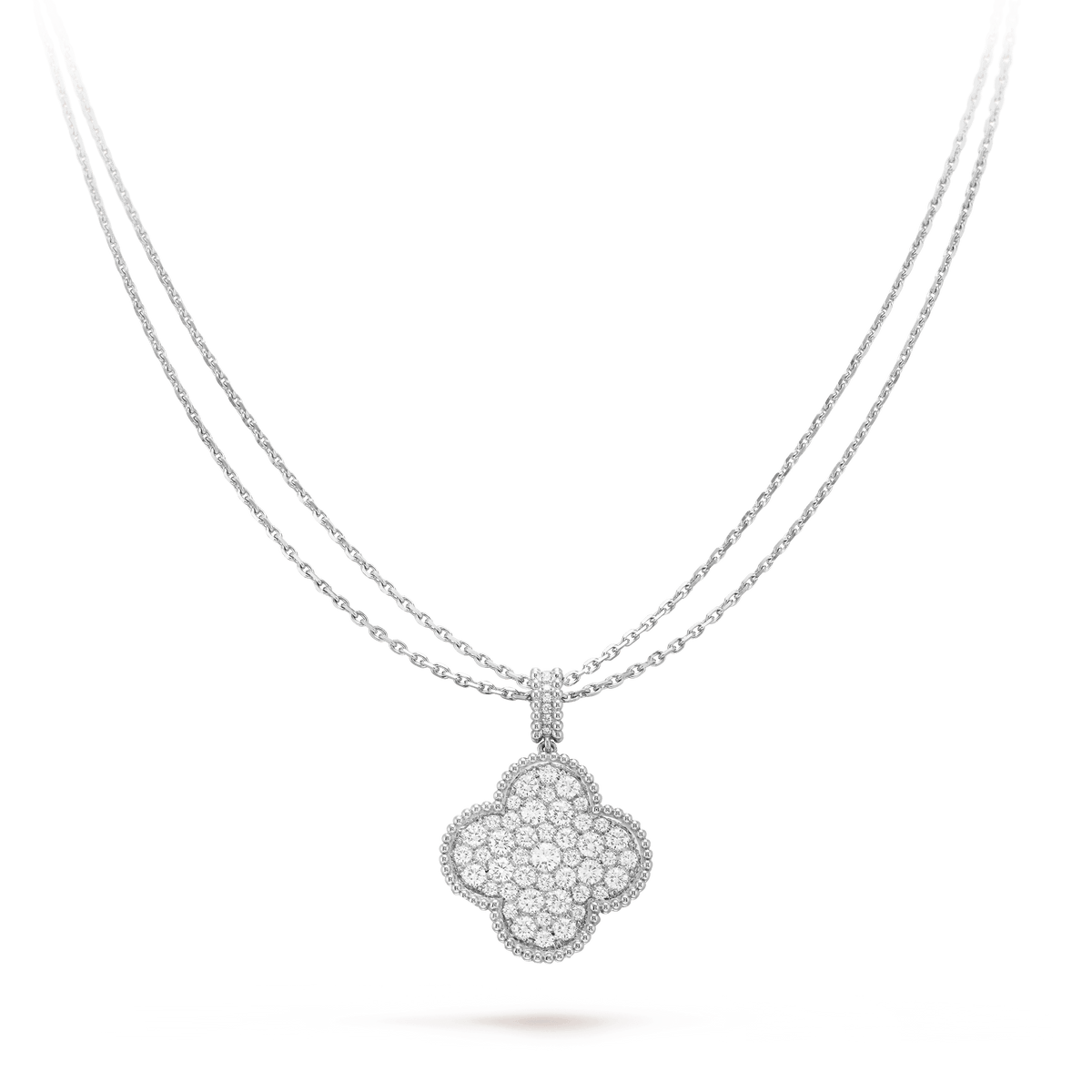[Sophire Jewelry ]CLOVER 25MM SILVER FULL DIAMOND BIG CLOVER NECKLACE