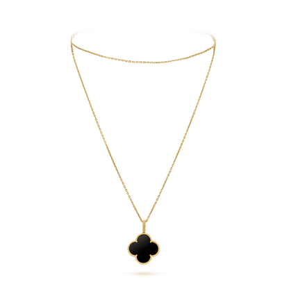 [Sophire Jewelry ]CLOVER 25MM GOLD ONYX BIG CLOVER NECKLACE