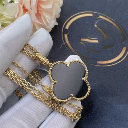 [Sophire Jewelry ]CLOVER 25MM GOLD ONYX BIG CLOVER NECKLACE