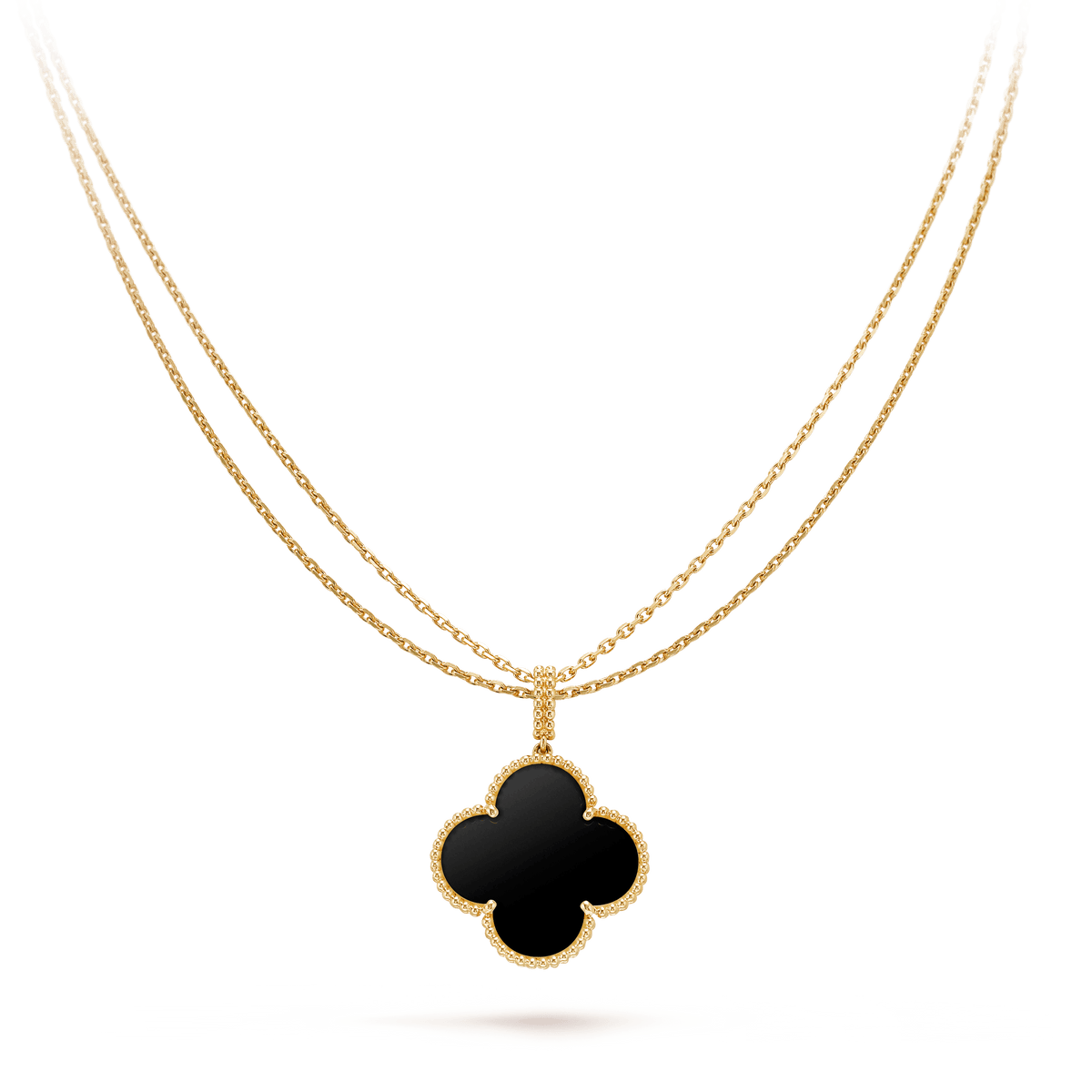 [Sophire Jewelry ]CLOVER 25MM GOLD ONYX BIG CLOVER NECKLACE