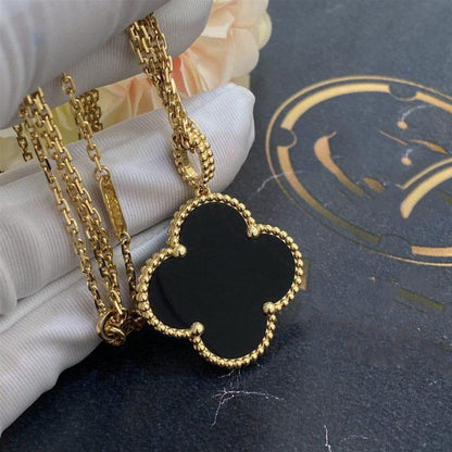 [Sophire Jewelry ]CLOVER 25MM GOLD ONYX BIG CLOVER NECKLACE