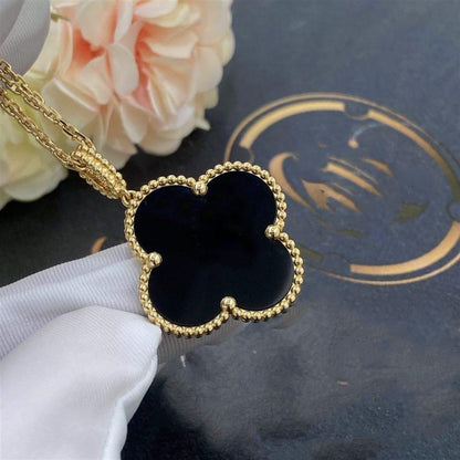 [Sophire Jewelry ]CLOVER 25MM GOLD ONYX BIG CLOVER NECKLACE