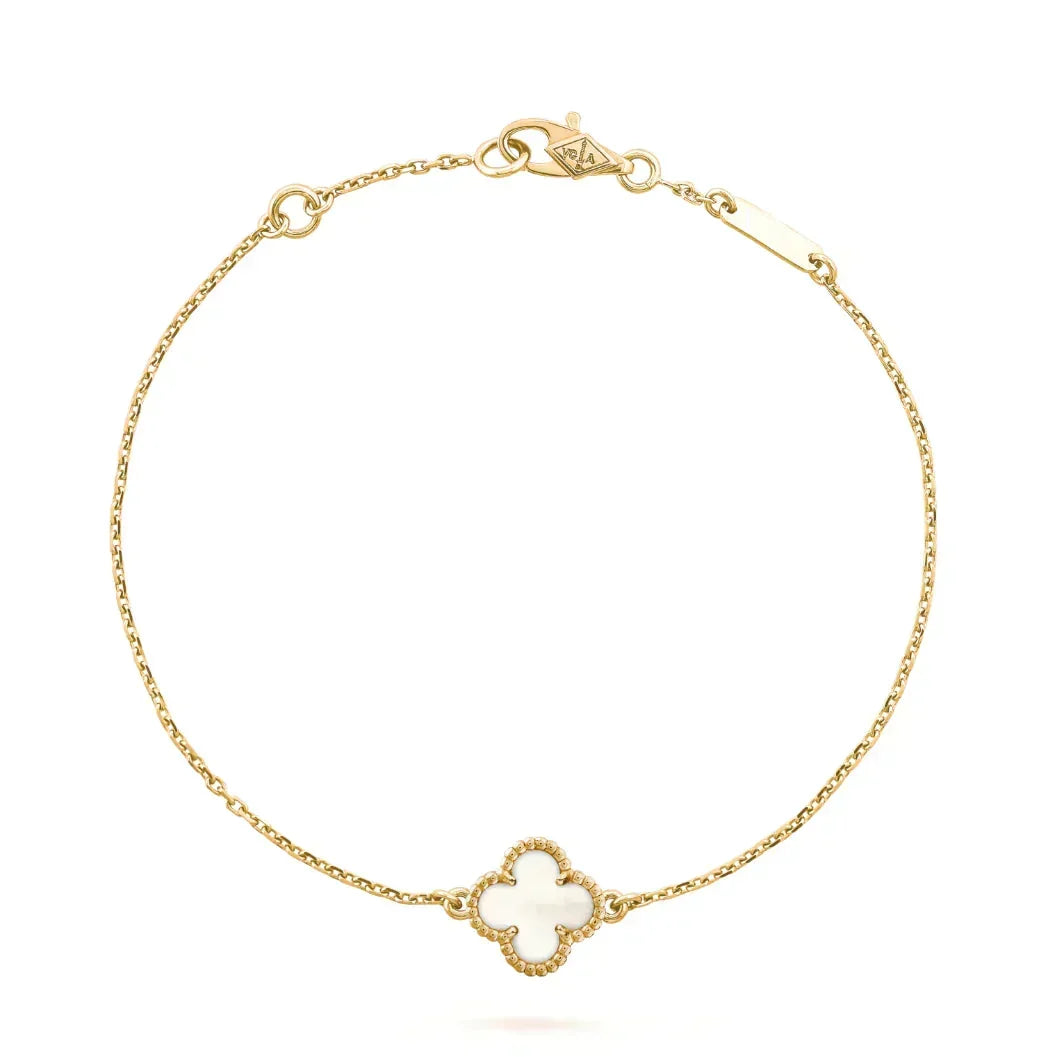 [Sophire Jewelry ]CLOVER WHITE MOP SINGLE FLOWER BRACELET