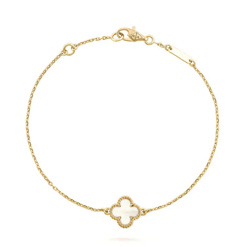 [Sophire Jewelry ]CLOVER WHITE MOP SINGLE FLOWER BRACELET