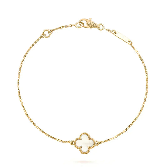 [Sophire Jewelry ]CLOVER WHITE MOP SINGLE FLOWER BRACELET