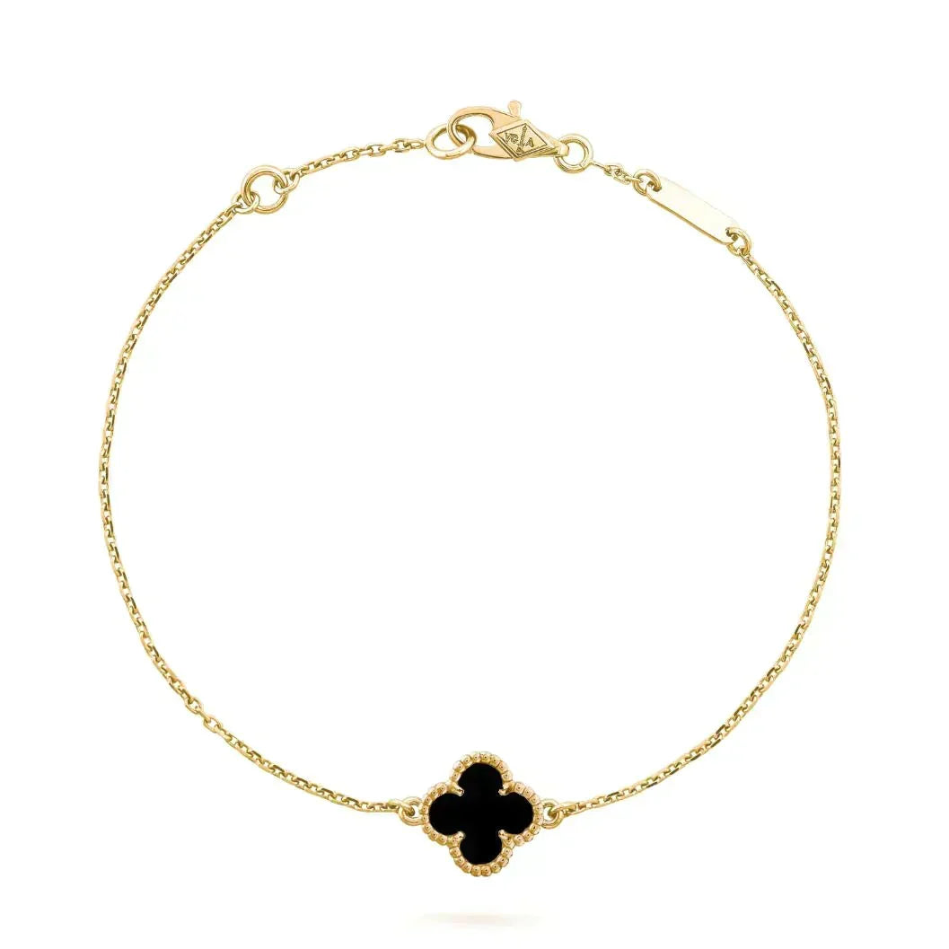 [Sophire Jewelry ]CLOVER ONYX SINGLE FLOWER BRACELET