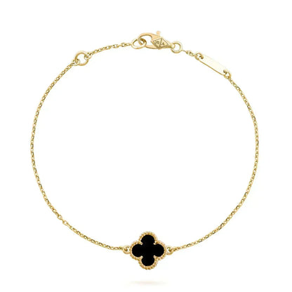 [Sophire Jewelry ]CLOVER ONYX SINGLE FLOWER BRACELET