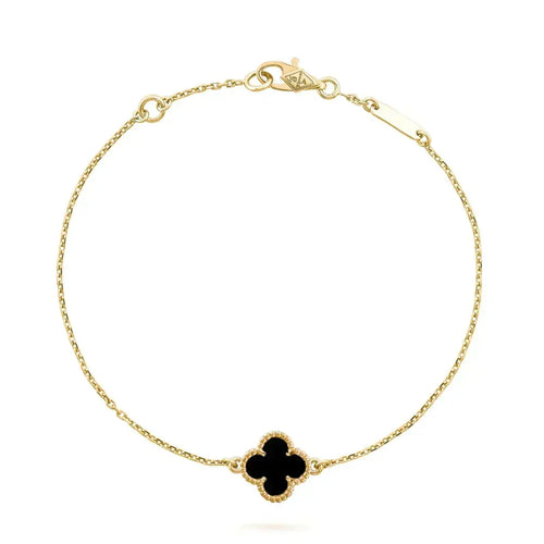 [Sophire Jewelry ]CLOVER ONYX SINGLE FLOWER BRACELET