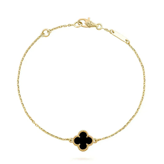 [Sophire Jewelry ]CLOVER ONYX SINGLE FLOWER BRACELET