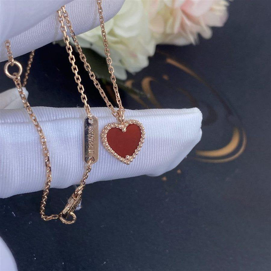 [Sophire Jewelry ]SWEET CLOVER CARNELIAN HEART NECKLACE
