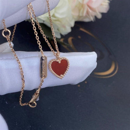 [Sophire Jewelry ]SWEET CLOVER CARNELIAN HEART NECKLACE