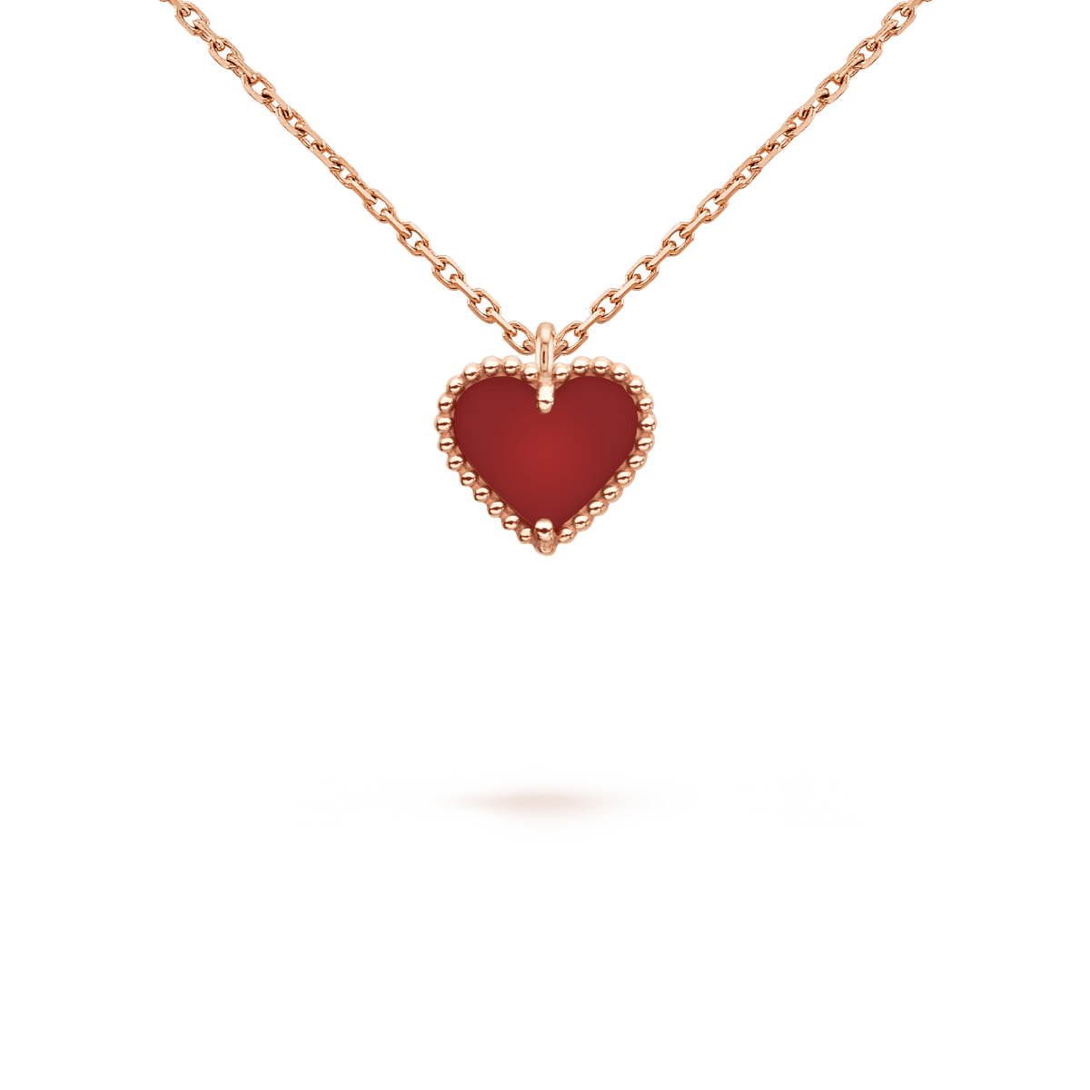 [Sophire Jewelry ]SWEET CLOVER CARNELIAN HEART NECKLACE