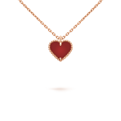 [Sophire Jewelry ]SWEET CLOVER CARNELIAN HEART NECKLACE