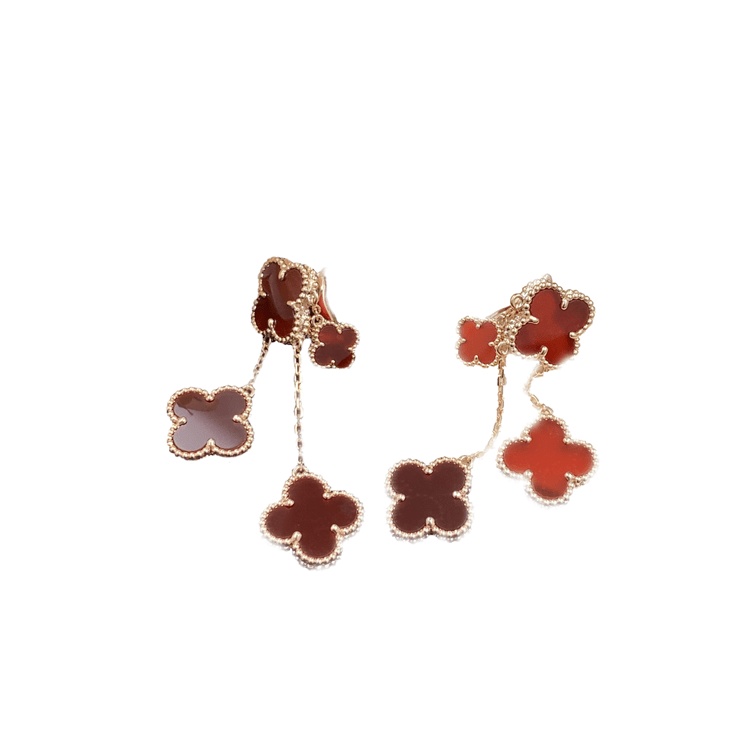 [Sophire Jewelry ]CLOVER EARRINGS CARNELIAN 4 MOTIFS PINK GOLD