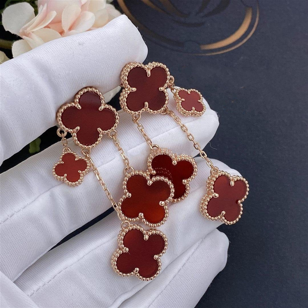 [Sophire Jewelry ]CLOVER EARRINGS CARNELIAN 4 MOTIFS PINK GOLD