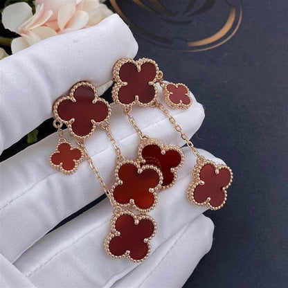 [Sophire Jewelry ]CLOVER EARRINGS CARNELIAN 4 MOTIFS PINK GOLD