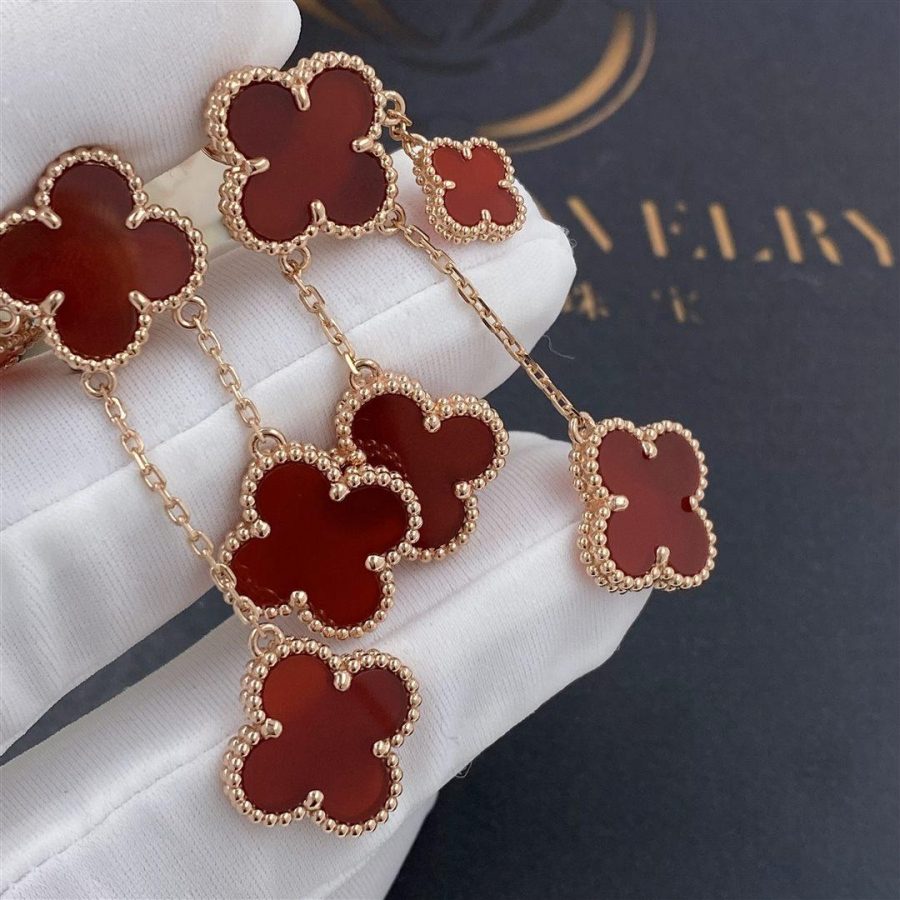 [Sophire Jewelry ]CLOVER EARRINGS CARNELIAN 4 MOTIFS PINK GOLD