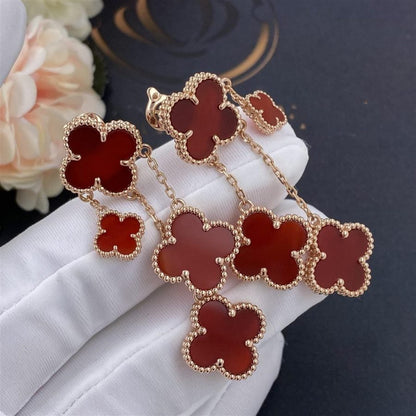 [Sophire Jewelry ]CLOVER EARRINGS CARNELIAN 4 MOTIFS PINK GOLD