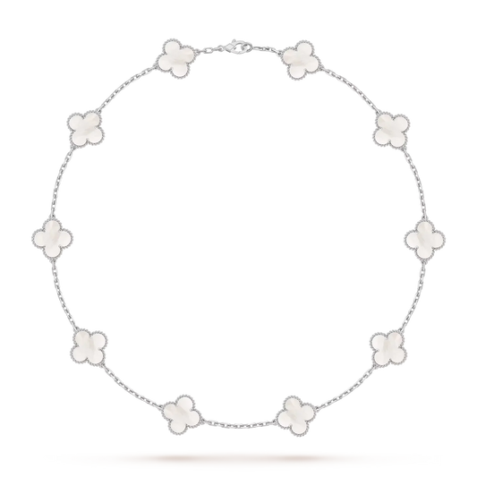 [Sophire]CLASSIC LUCKY 10-MOTIF CLOVER NECKLACE WHITE GOLD COLLECTION