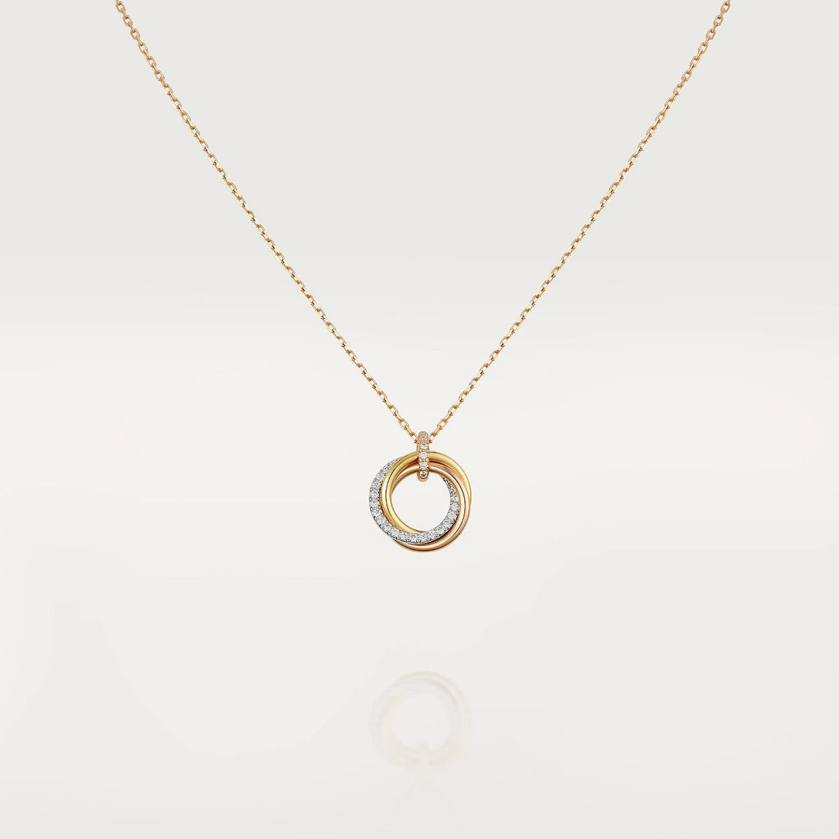 [Sophire Jewelry ]TRINITY NECKLACE SILVER GOLD PINK GOLD DIAMONDS