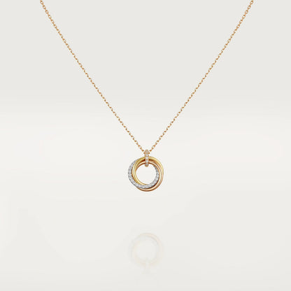 [Sophire Jewelry ]TRINITY NECKLACE SILVER GOLD PINK GOLD DIAMONDS