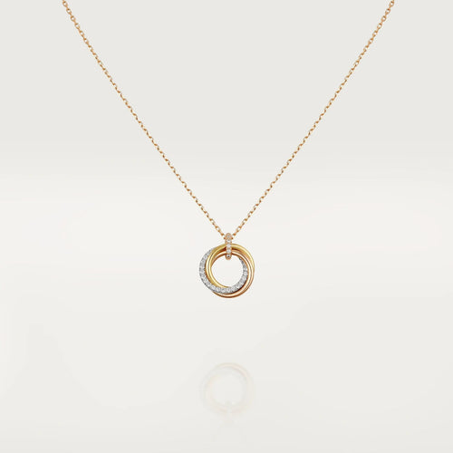 [Sophire Jewelry ]TRINITY NECKLACE SILVER GOLD PINK GOLD DIAMONDS