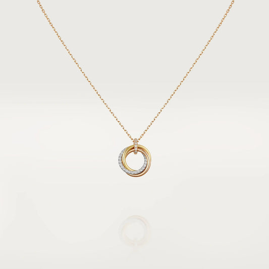 [Sophire Jewelry ]TRINITY NECKLACE SILVER GOLD PINK GOLD DIAMONDS