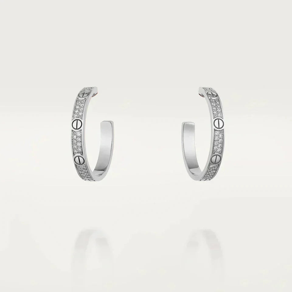 [Sophire Jewelry ]LOVE DIAMOND SILVER HOOP EARRINGS