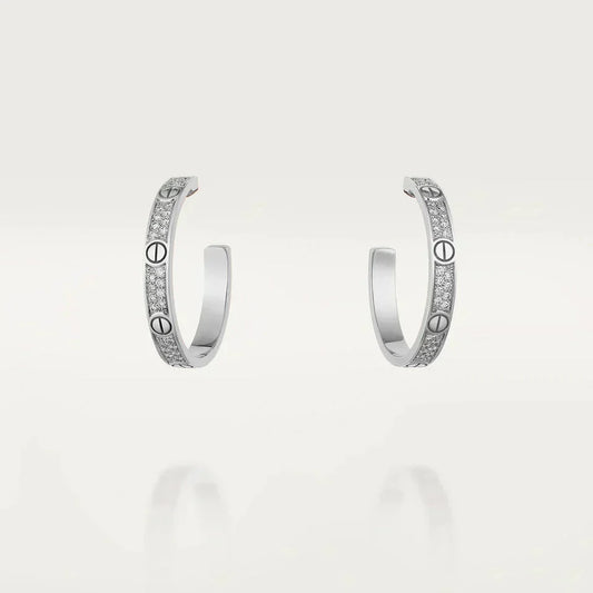[Sophire Jewelry ]LOVE DIAMOND SILVER HOOP EARRINGS