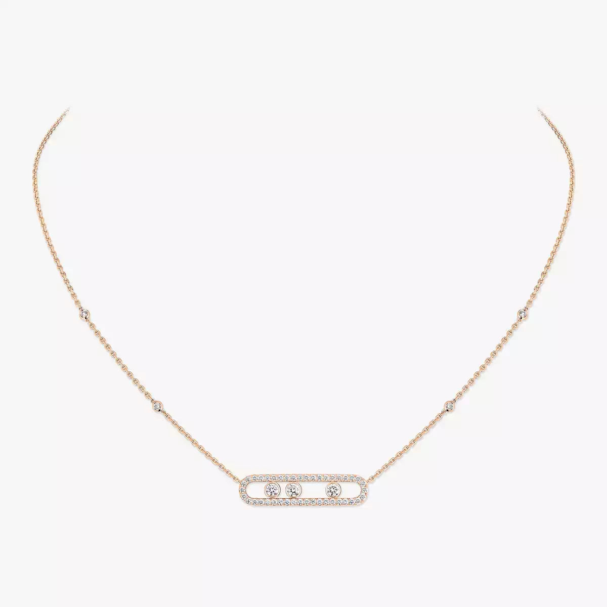 [Sophire Jewelry] Move Pave_ Rose Gold Diamond Necklace