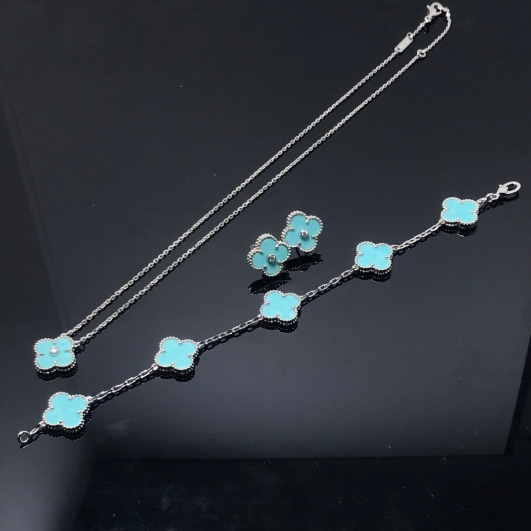 [Sophire Jewelry ]CLOVER 1 DIAMOND BLUE SKY SILVER EARRINGS