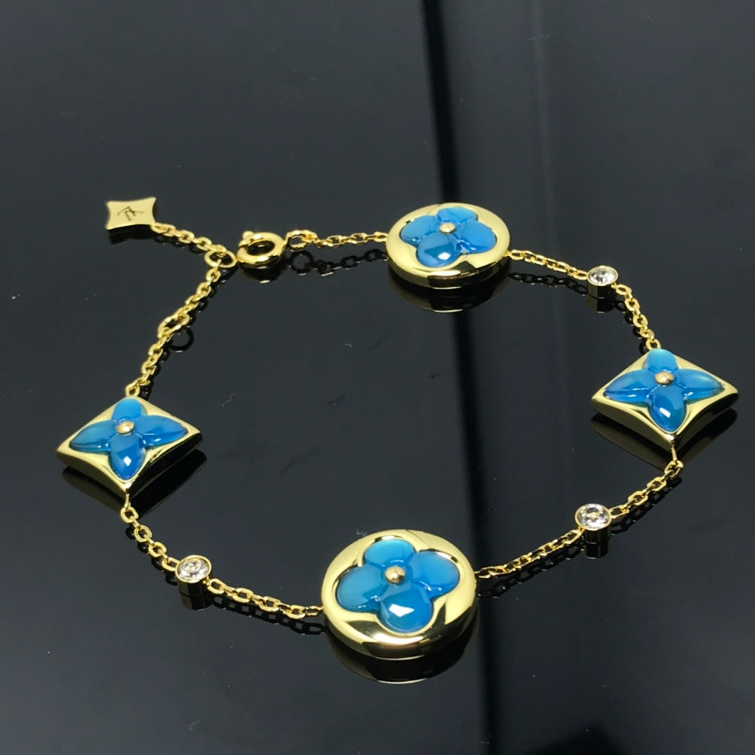 [Sophire Jewelry ]STAR AND SUN 4 MOTIF BLUE BRACELET