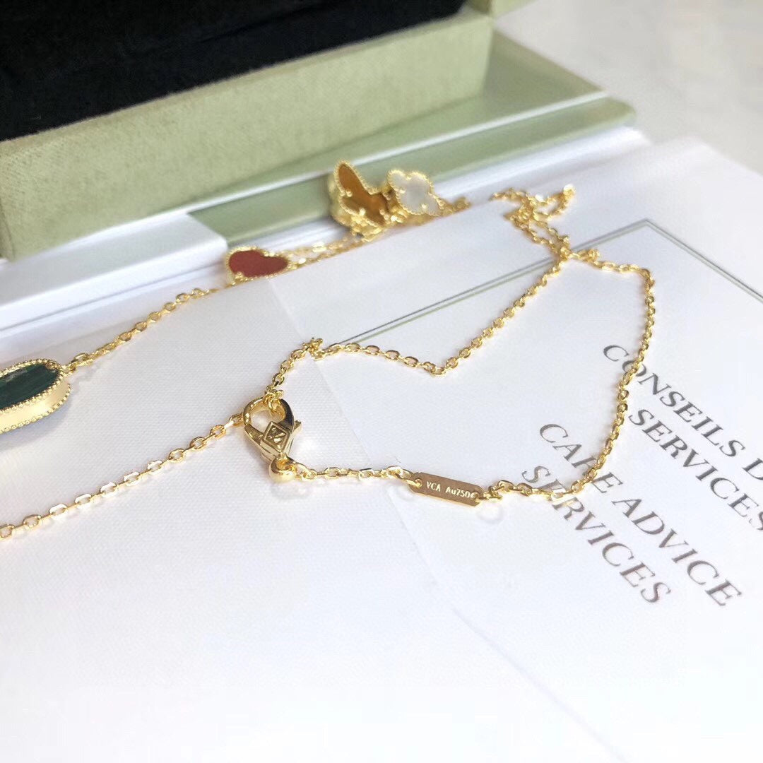 [Sophire Jewelry ]LUCKY SPRING 4 MOTIFS ROSE GOLD NECKLACE