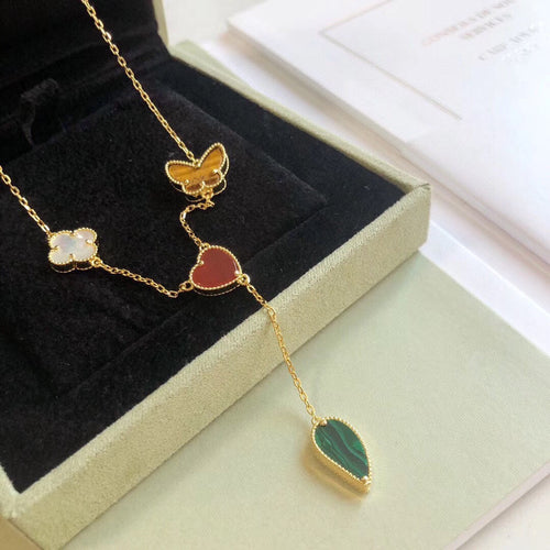 [Sophire Jewelry ]LUCKY SPRING 4 MOTIFS ROSE GOLD NECKLACE