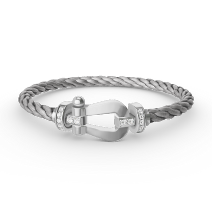 [Sophire Jewelry ]FORCE LARGE HORSESHOE HALF DIAMOND BRACELET SILVER