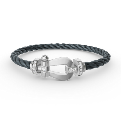 [Sophire Jewelry ]FORCE LARGE HORSESHOE HALF DIAMOND BRACELET SILVER