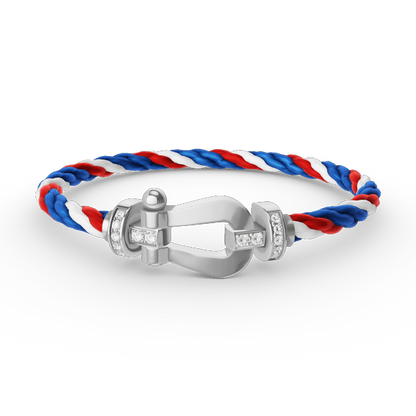 [Sophire Jewelry ]FORCE LARGE HORSESHOE HALF DIAMOND BRACELET SILVER